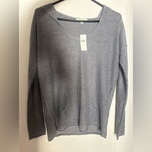 Anthropologie Gray Knit Hooded Sweater Beach Coverup